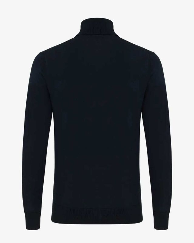Donkerblauwe roll-neck coltrui K3155-3251-010 achteraanzicht