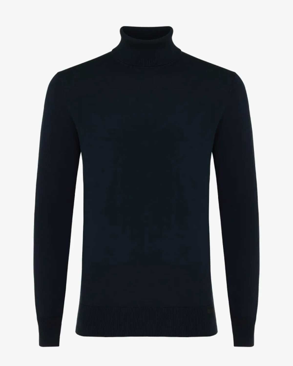 Donkerblauwe roll-neck coltrui K3155-3251-010 vooraanzicht