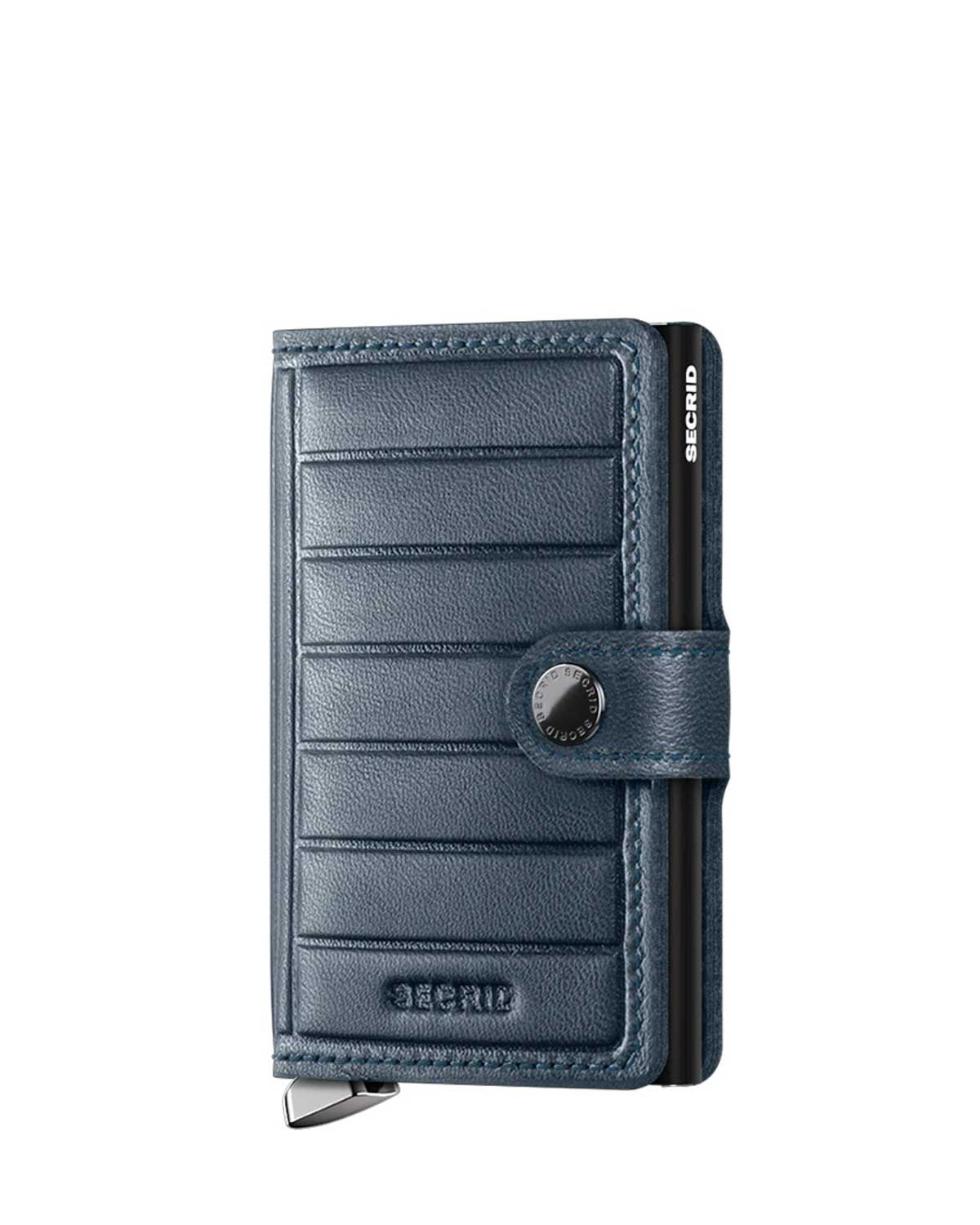 Secrid Miniwallet Emboss Lines Teal Premium – voorzijde met gunmetal sluiting