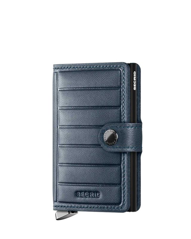 Secrid Miniwallet Emboss Lines Teal Premium – voorzijde met gunmetal sluiting