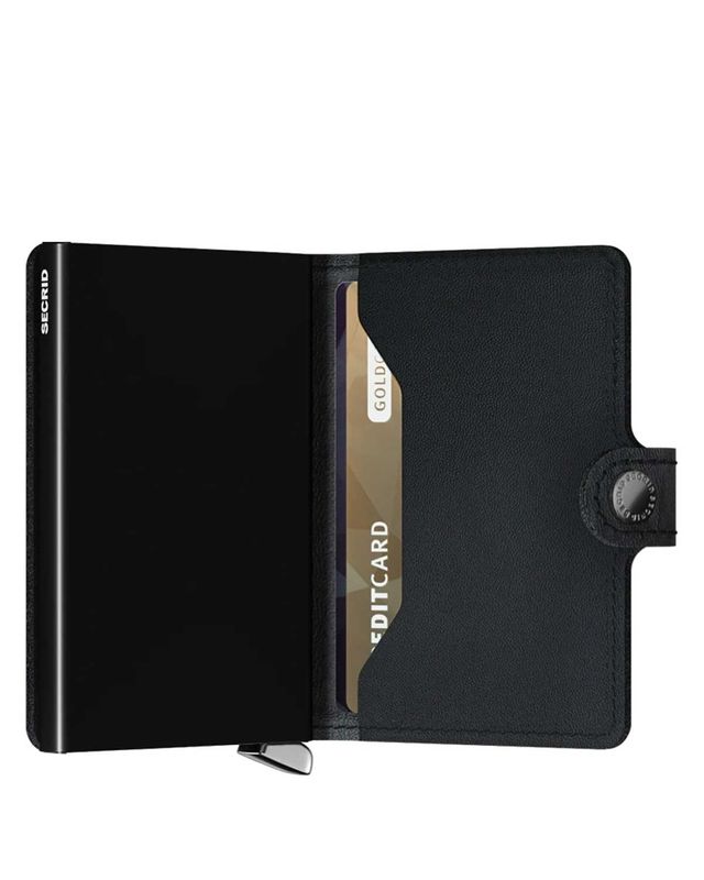 Secrid Miniwallet Emboss Lines Black – binnenzijde links met Cardprotector
