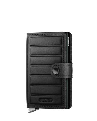 Secrid Miniwallet Emboss Lines Black Premium – voorzijde met gunmetal sluiting