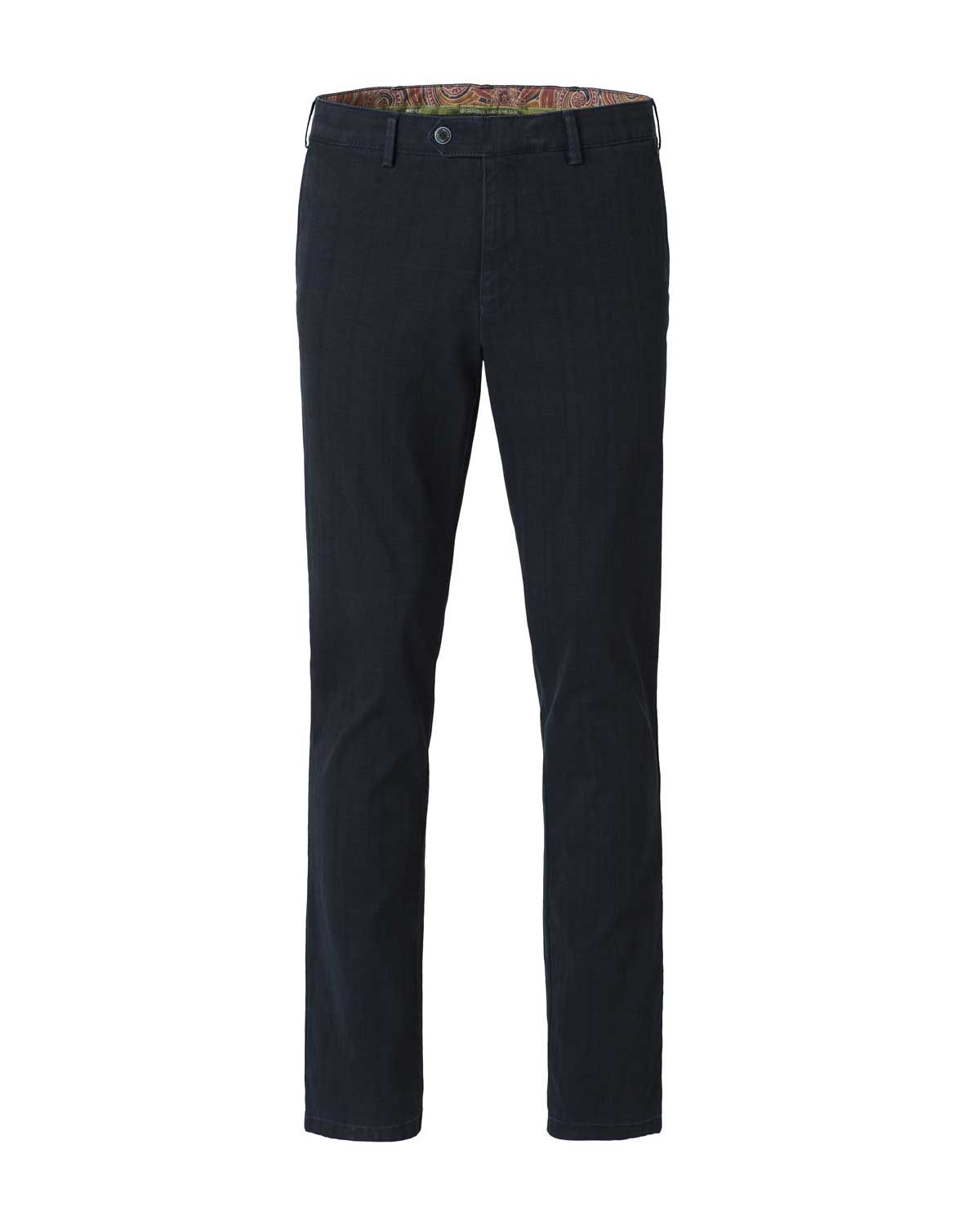 Meyer Bonn 2-5621 pantalon in donkerblauw bio katoen – vooraanzicht