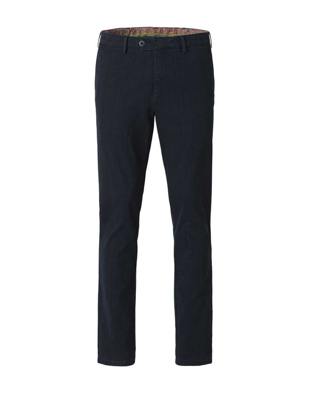 Meyer Bonn 2-5621 pantalon in donkerblauw bio katoen – vooraanzicht