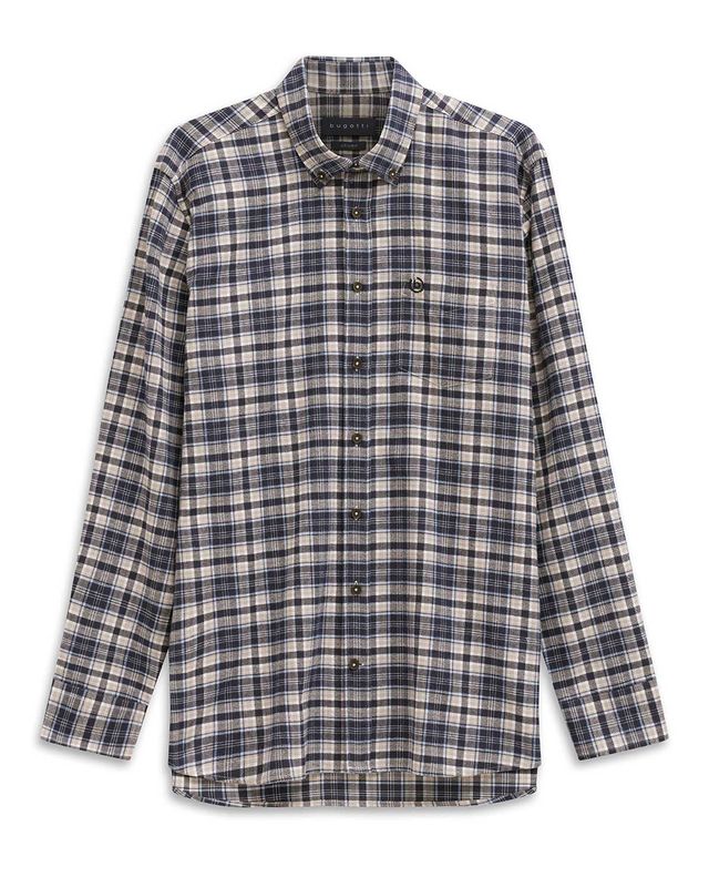 Bugatti overhemd 9350-88304D-370 met blauw ruitmotief – voorkant