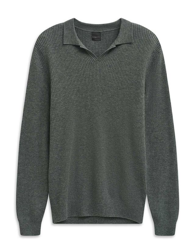 Bugatti pullover 7100-85563D-20 in grijsgroen – verkrijgbaar bij Van den Broek Herenmode Haarlem