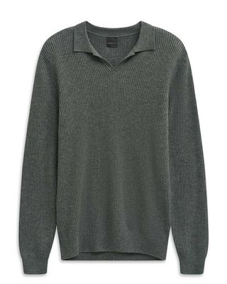 Bugatti pullover 7100-85563D-20 in grijsgroen – verkrijgbaar bij Van den Broek Herenmode Haarlem