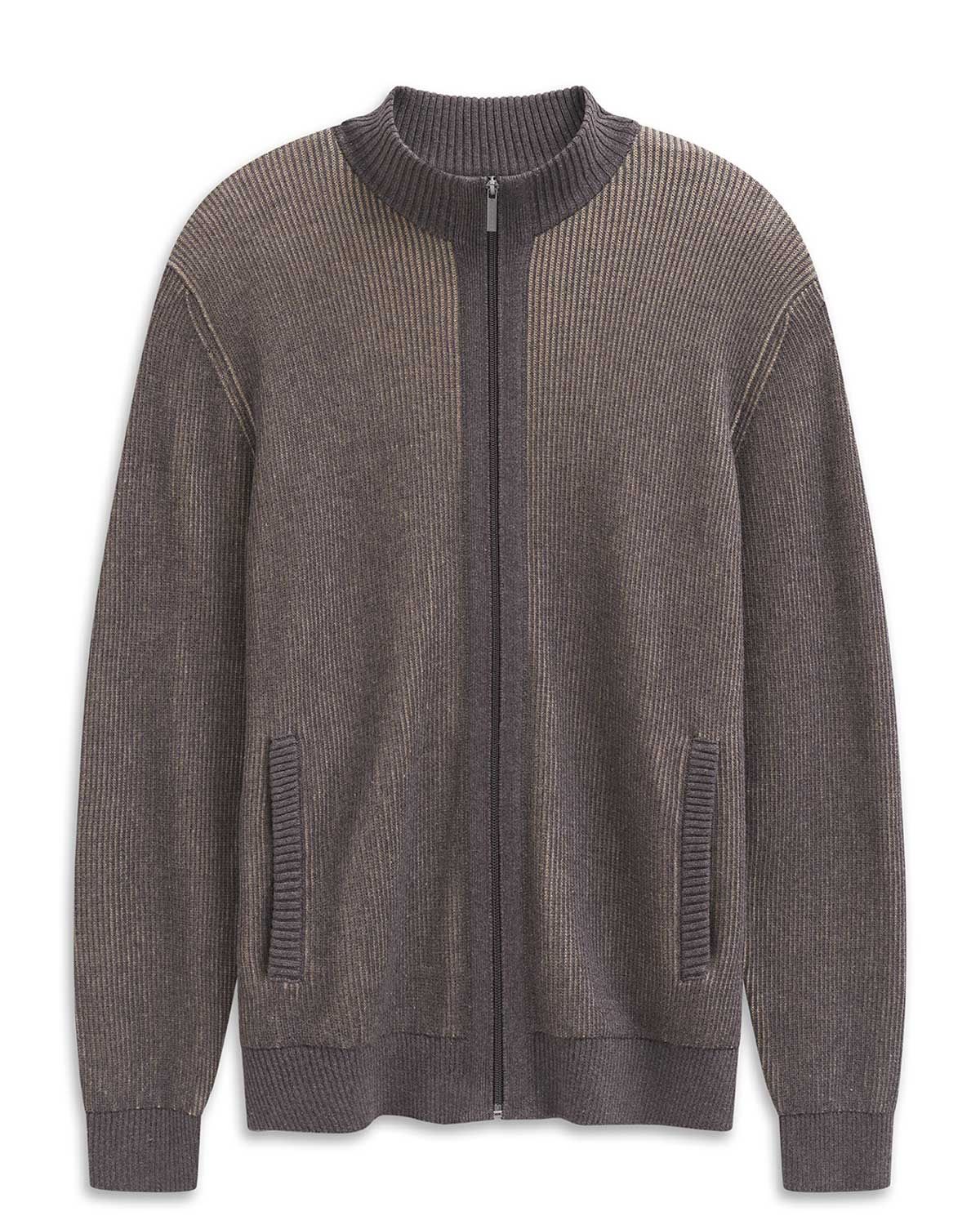 Bugatti vest 7600-85525D-90 in bruin met rits – verkrijgbaar bij Van den Broek Herenmode Haarlem