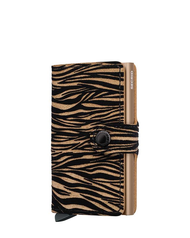 Secrid Miniwallet Zebra Beige Dark met dierenprint – verkrijgbaar bij Van den Broek Herenmode Haarlem