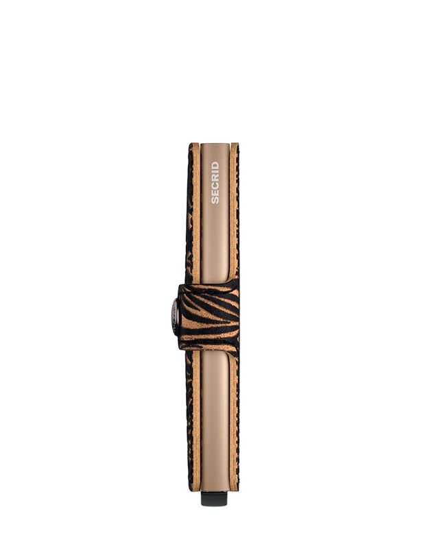 Zijkant van Secrid Miniwallet Zebra Beige Dark – stijlvol en compact bij Van den Broek Herenmode