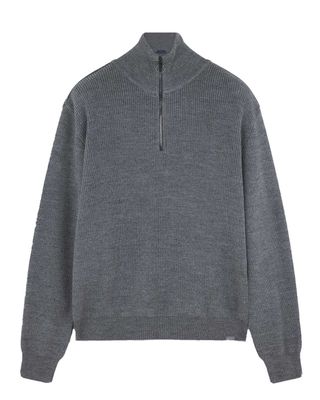 Paul &amp; Shark Tech Wool half zip trui in grijs Castlerock Ruthenium – model 15311168