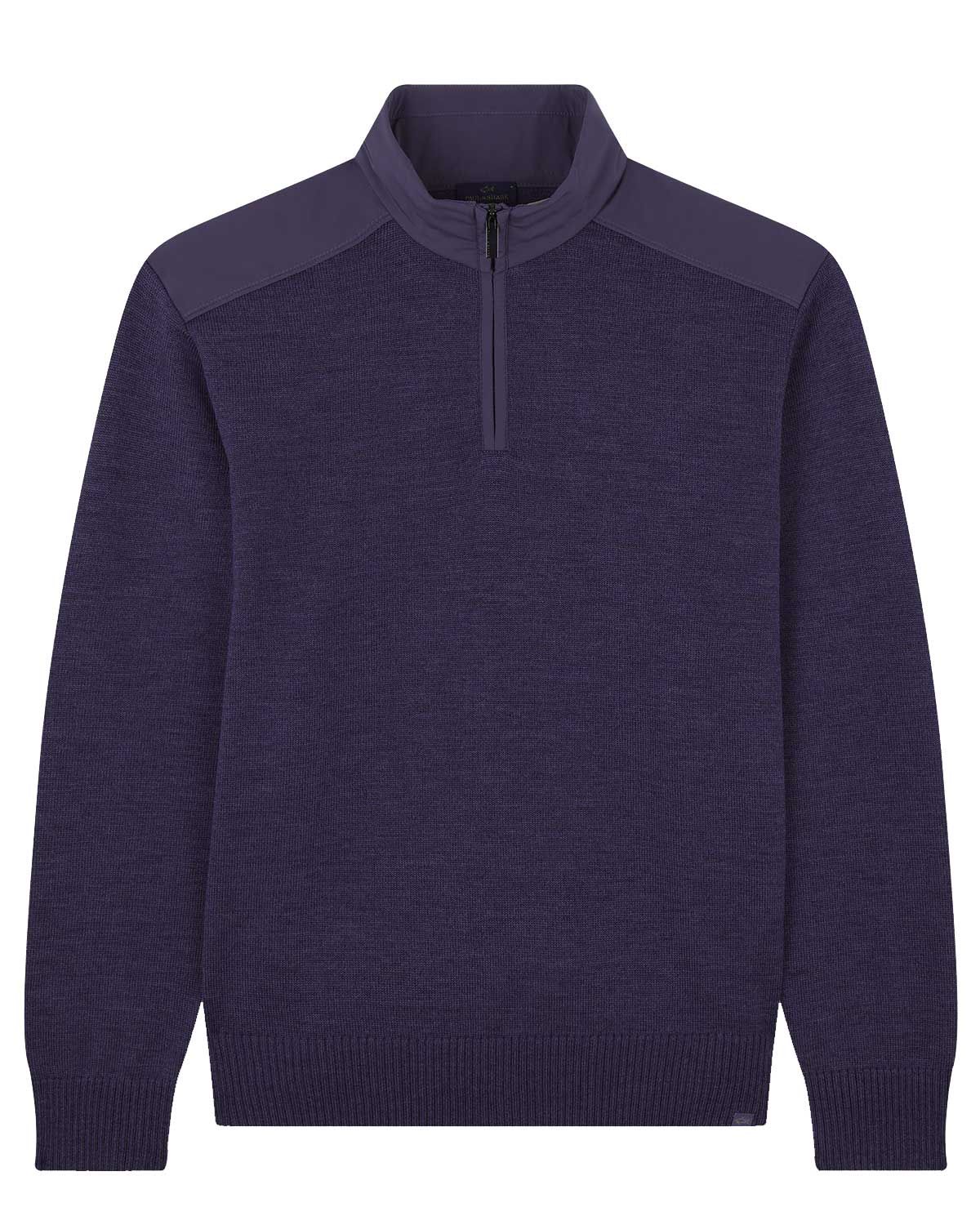 Paul &amp; Shark half-zip trui donkerblauw – luxe herentrui van merinowol met stretchdetails