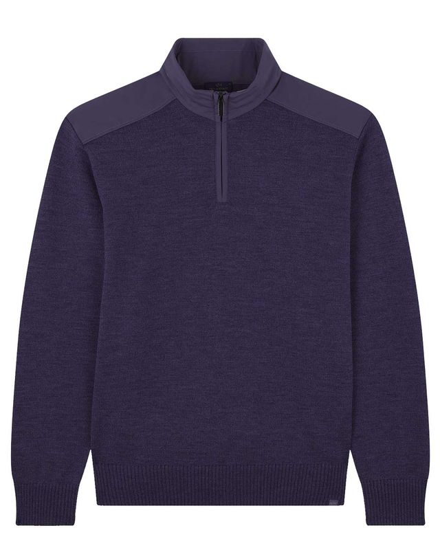 Paul &amp; Shark half-zip trui donkerblauw – luxe herentrui van merinowol met stretchdetails