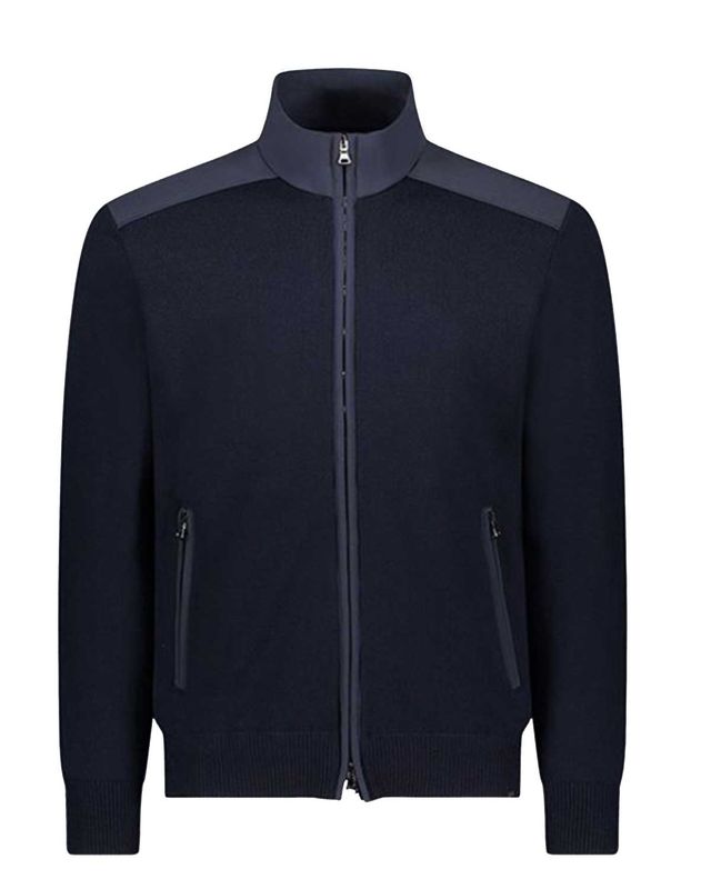 Paul &amp; Shark Heritage Typhoon full zip vest donkerblauw – luxe herentrui van merinowol