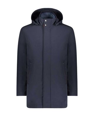 Paul &amp; Shark Typhoon Re-4X4 Stretch carcoat donkerblauw – waterdichte herenjas met afneembare capuchon