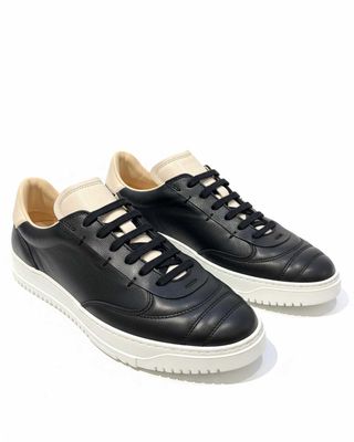 Parbleu SS25 Retro Black sneaker zwart leer met offwhite zool – Van den Broek Herenmode Haarlem
