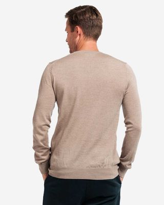 Thomas Maine pullover NOS82TM100 kleur 82 beige melange achterkant merino trui