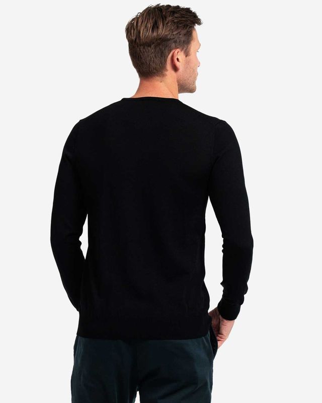 Thomas Maine pullover NOS82TM100 kleur 90 zwart achterkant merino trui