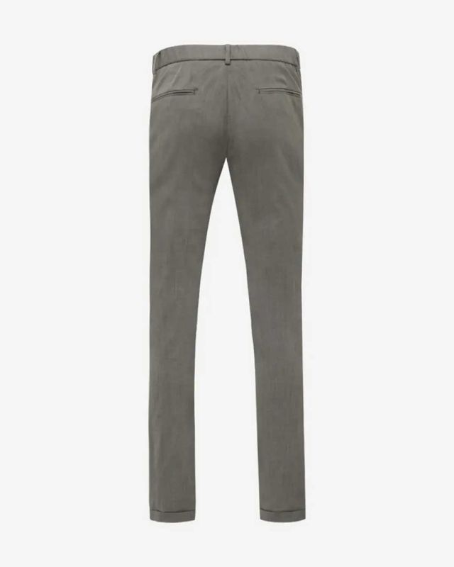 Achterzijde van Genti B-Dynamic pantalon in taupe uitgevoerd in Marzotto wol
