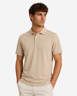 Paul &amp; Shark polo 26411218-348 beige van fijn katoen piqué met korte mouwen