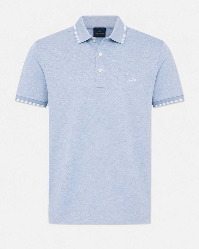 Paul &amp; Shark polo lichtblauw 26411218-223 van 100% katoen met Shark-logo op de borst