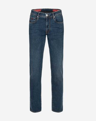 Tramarossa Michelangelo DBCS Navy jeans met tabackleurige stiksels en rode details