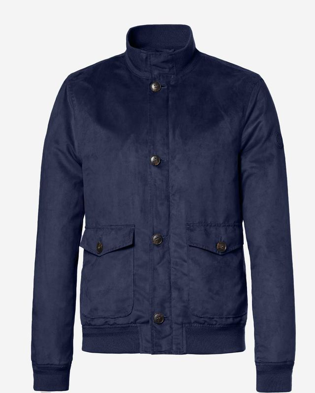 Reset Pedro bomber jack navy MR01710261-5280 suède-look knoopsluiting patchzakken heren Haarlem