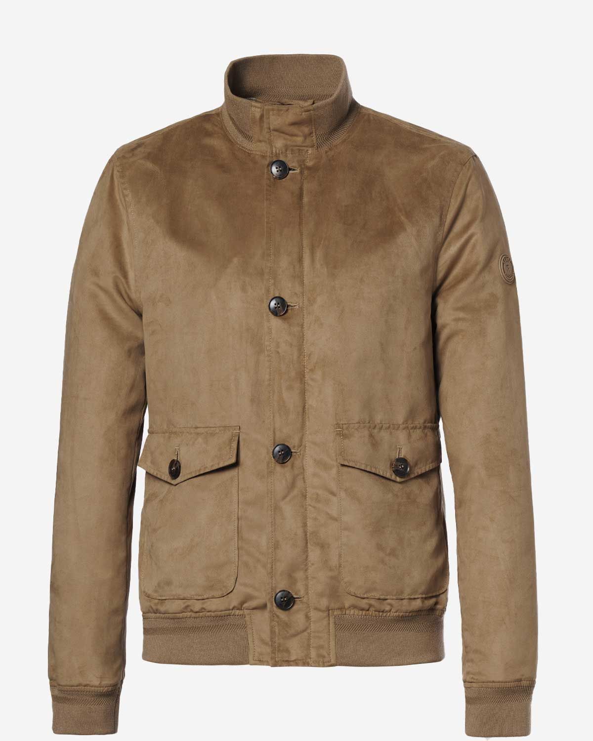 Reset Pedro bomber jack husk brown MR01710261-2400 suède-look knoopsluiting patchzakken heren Haarlem