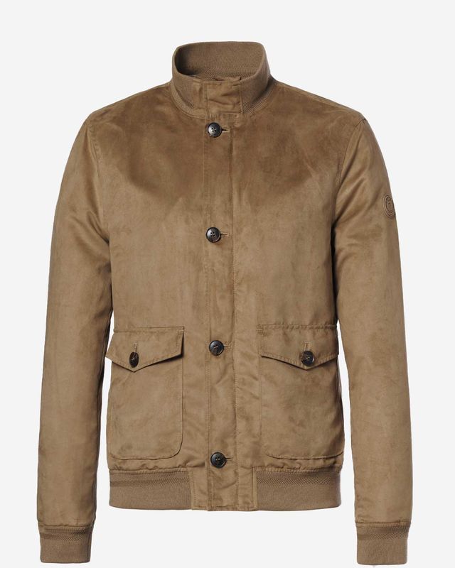 Reset Pedro bomber jack husk brown MR01710261-2400 suède-look knoopsluiting patchzakken heren Haarlem
