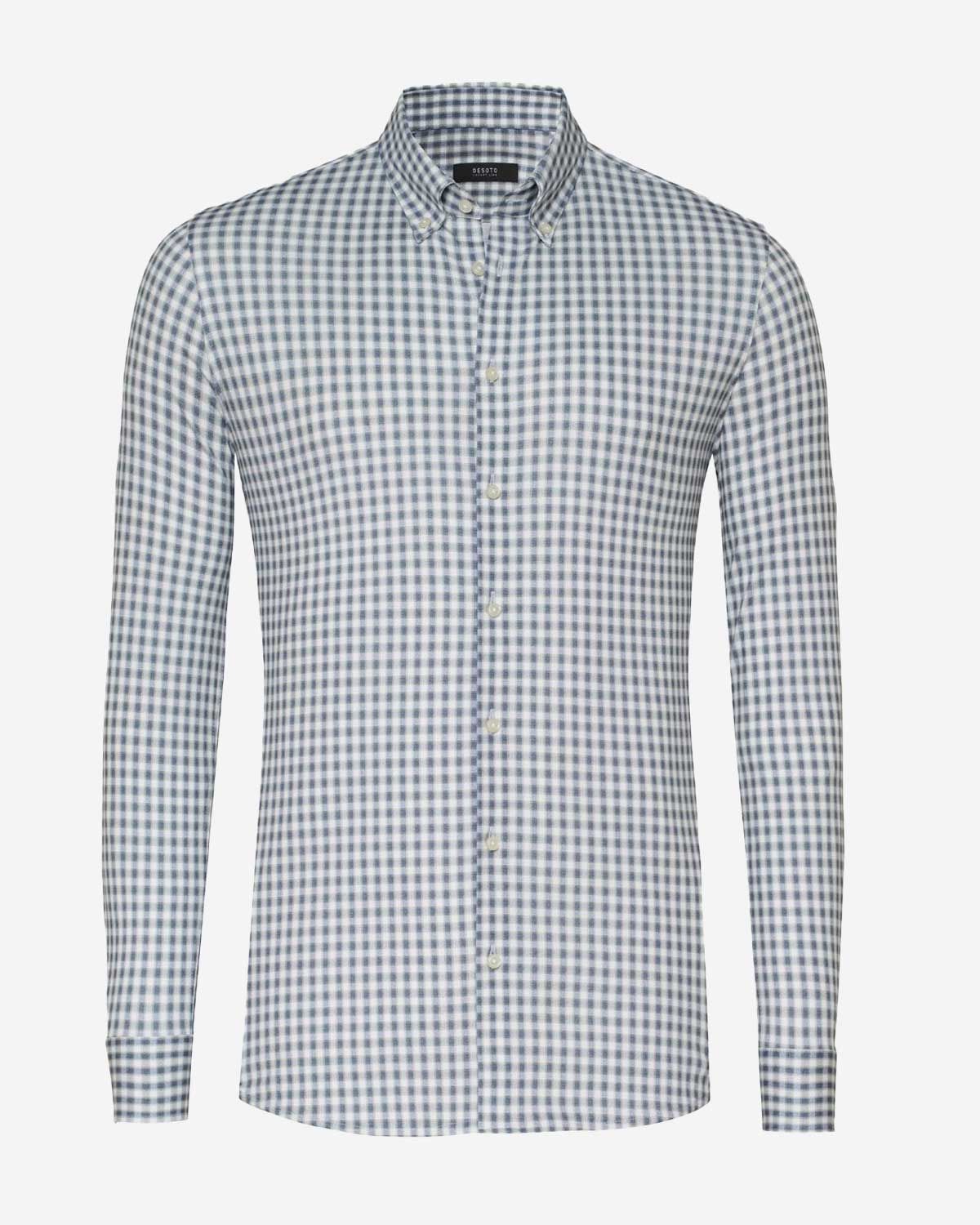 Desoto overhemd blauw wit ruit 88203-30-619 katoen heren voorkant Haarlem