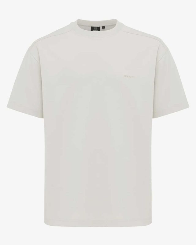 Genti Relaxed Fit T-shirt licht beige voorkant