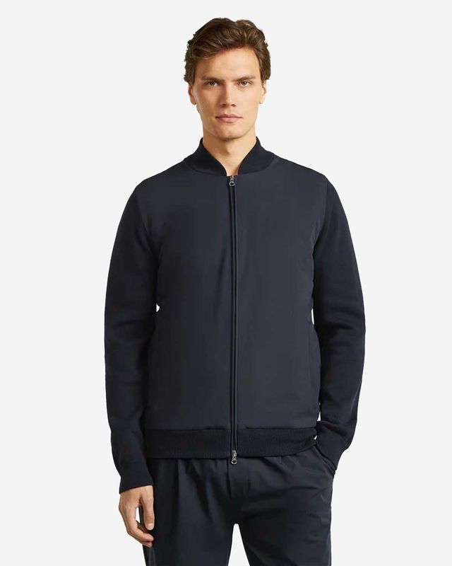 WAHTS Paxton bomber jack donkerblauw outfit sportief chic heren
