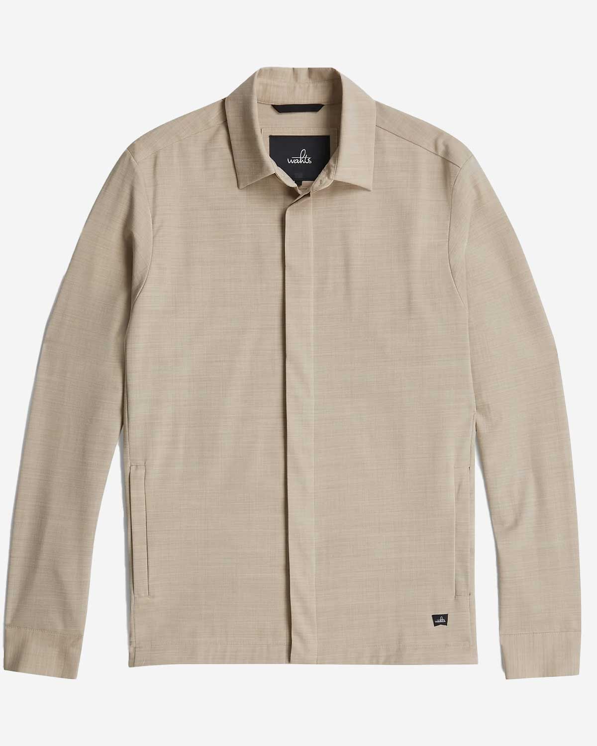 WAHTS Morrison overshirt light sand melange 538 summer wool stretch heren