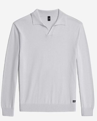 Wahts Howard 425 knit polo lange mouw frost blue open kraag combed cotton heren Haarlem plat