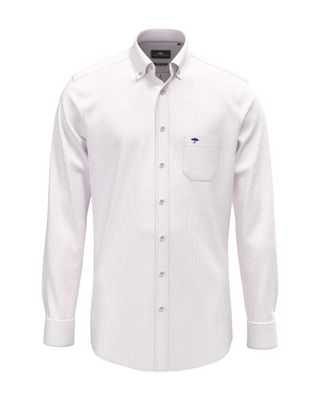 Fynch-Hatton Washed Oxford Fine Stripe shirt in Magnolia pink, front view