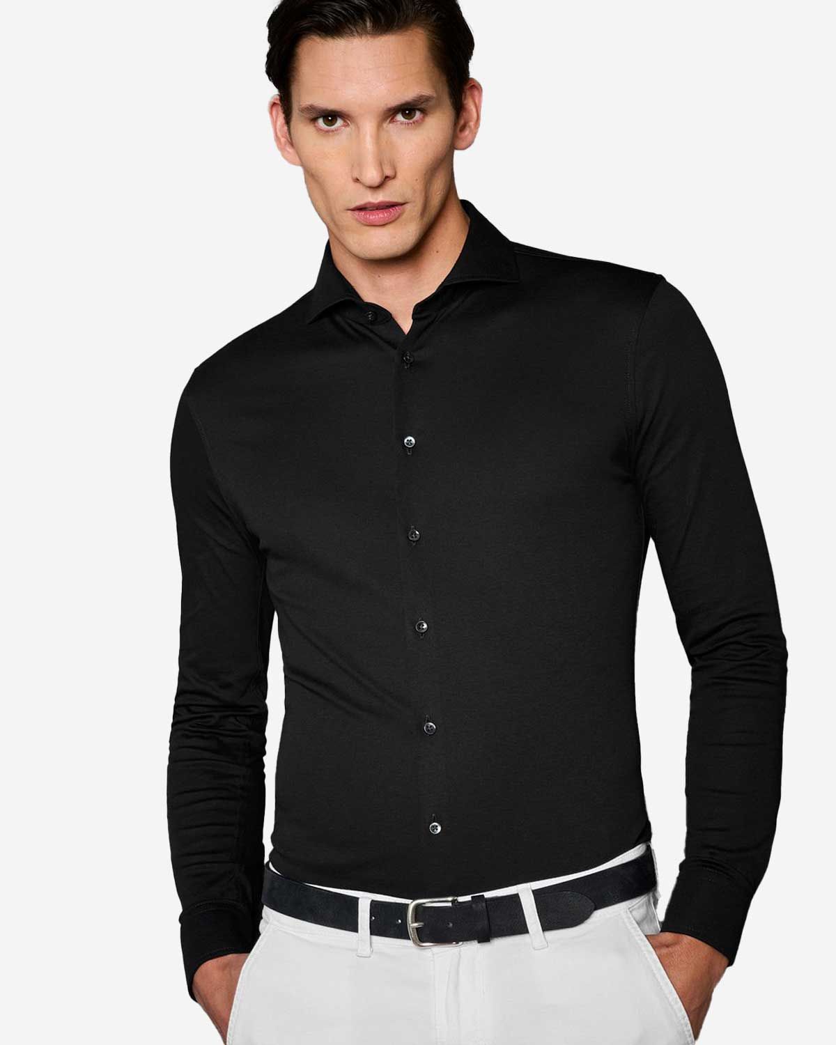 Desoto overhemd zwart 10008-30-080 katoen heren model Haarlem