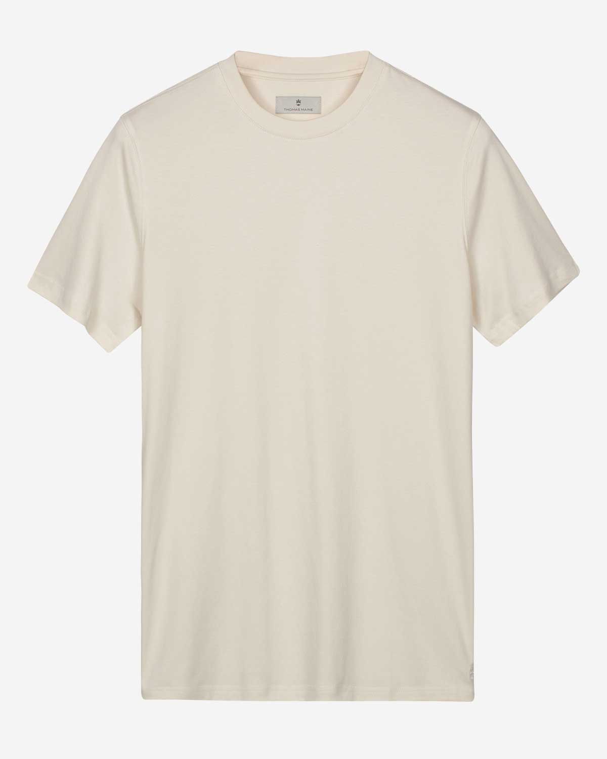 Thomas Maine T-shirt 6150TM078 kleur 11 beige Liquid Cotton bij Van den Broek Herenmode Haarlem