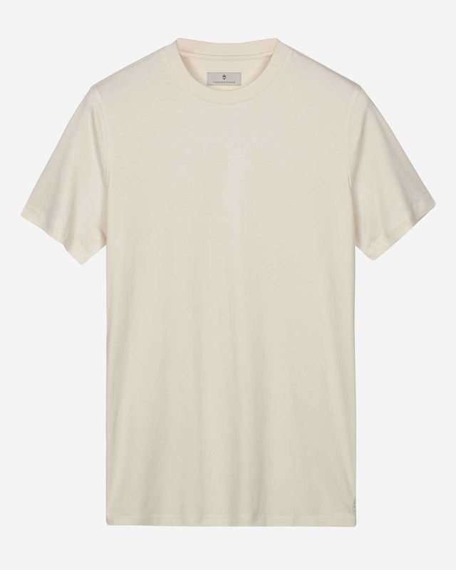 Thomas Maine T-shirt 6150TM078 kleur 11 beige Liquid Cotton bij Van den Broek Herenmode Haarlem