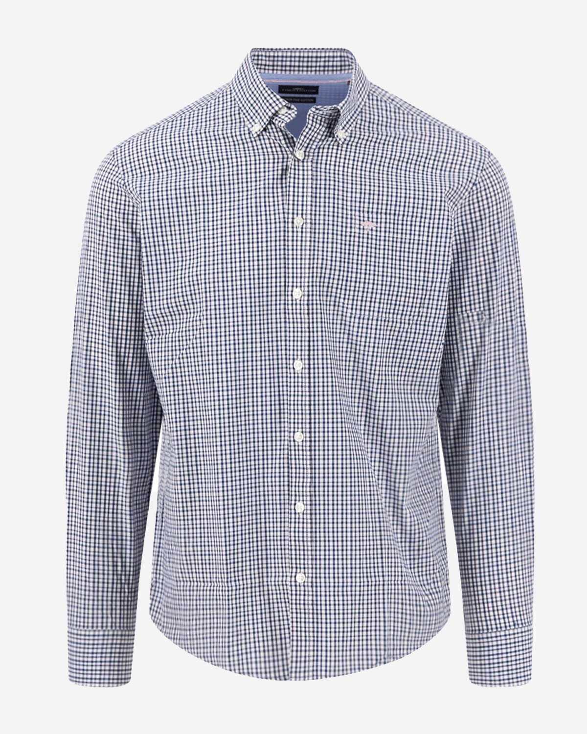 Fynch Hatton overhemd lange mouw new breeze ruit casual fit katoen heren