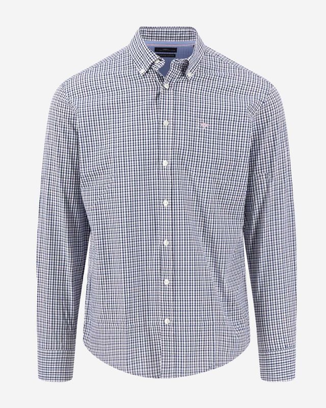 Fynch Hatton overhemd lange mouw new breeze ruit casual fit katoen heren