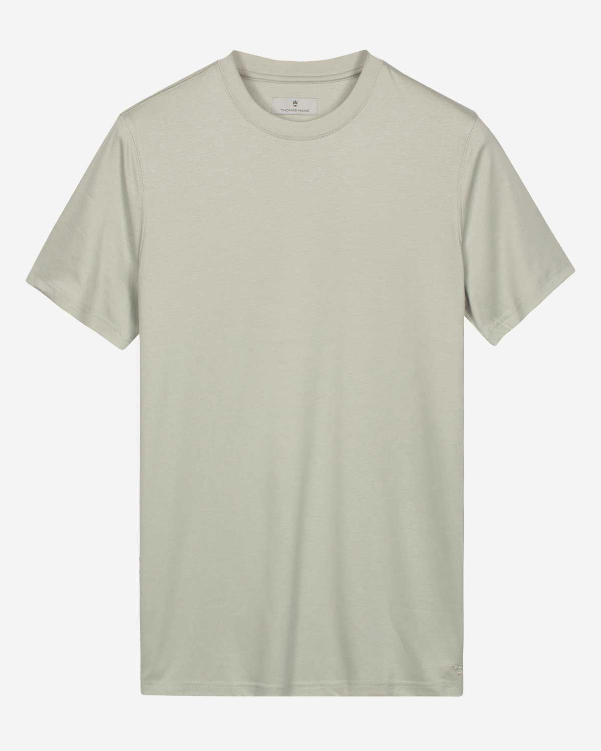 Thomas Maine T-shirt 6150TM078 kleur 71 mint groen Liquid Cotton bij Van den Broek Herenmode Haarlem