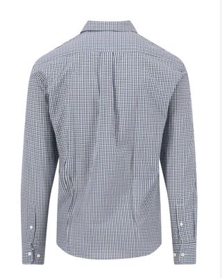 Fynch Hatton overhemd lange mouw magnolia ruit achterkant casual fit katoen