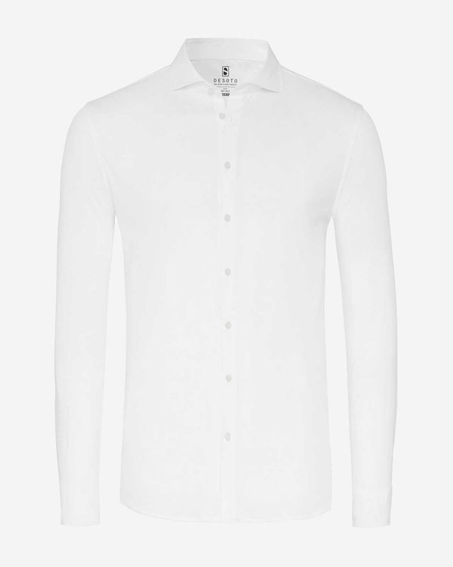 Desoto herenoverhemd in offwhite van comfortabele jersey katoenkwaliteit