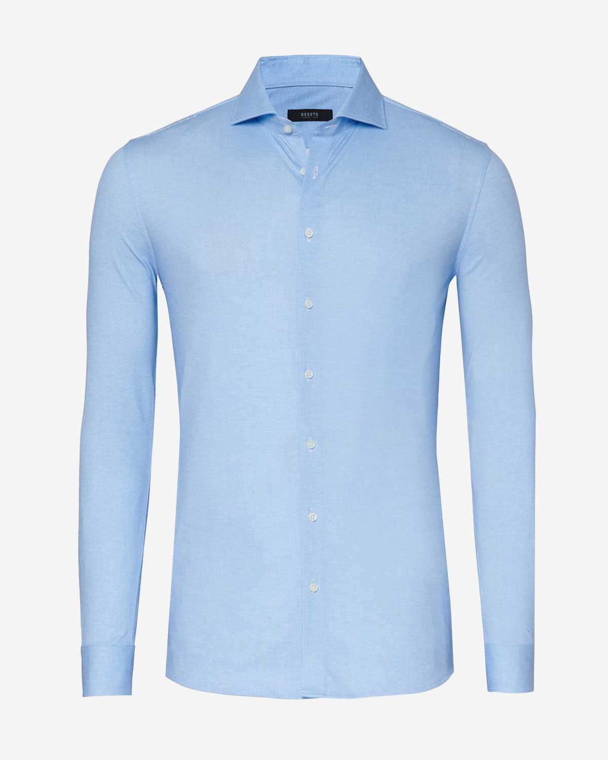 Lichtblauw Desoto Luxury overhemd met jersey stretch en cutaway kraag