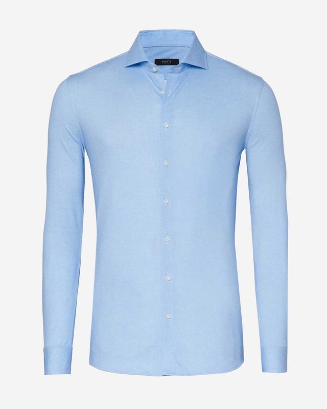 Lichtblauw Desoto Luxury overhemd met jersey stretch en cutaway kraag