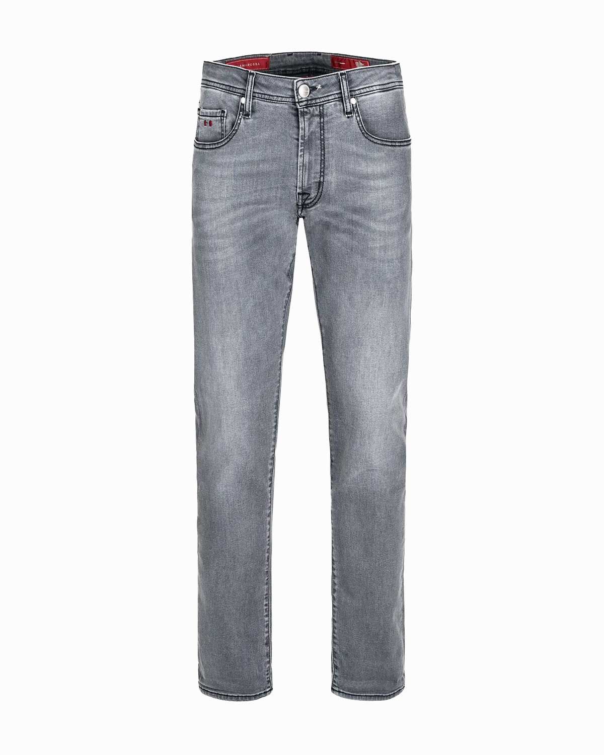 Vooraanzicht Tramarossa Michelangelo DNBS grijze R-ELAX-jeans met rode details