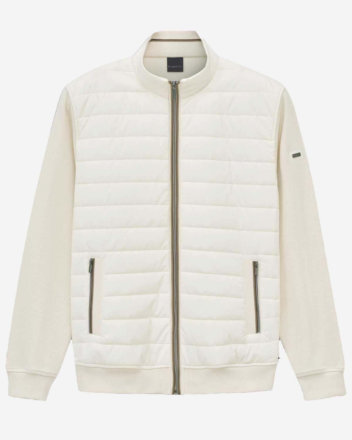 Bugatti vest rits gewatteerd voorpand off white 8700-15121E-20 katoen polyester heren Haarlem