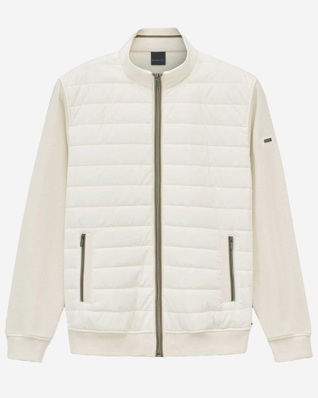 Bugatti vest rits gewatteerd voorpand off white 8700-15121E-20 katoen polyester heren Haarlem