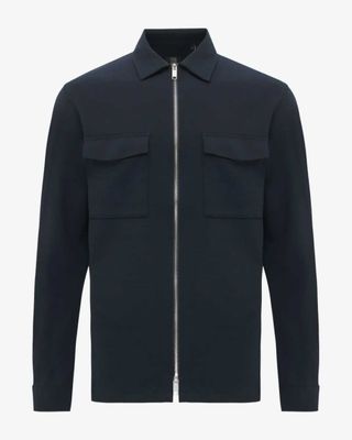 Genti Oaks Overshirt donkerblauw voorkant met ritssluiting