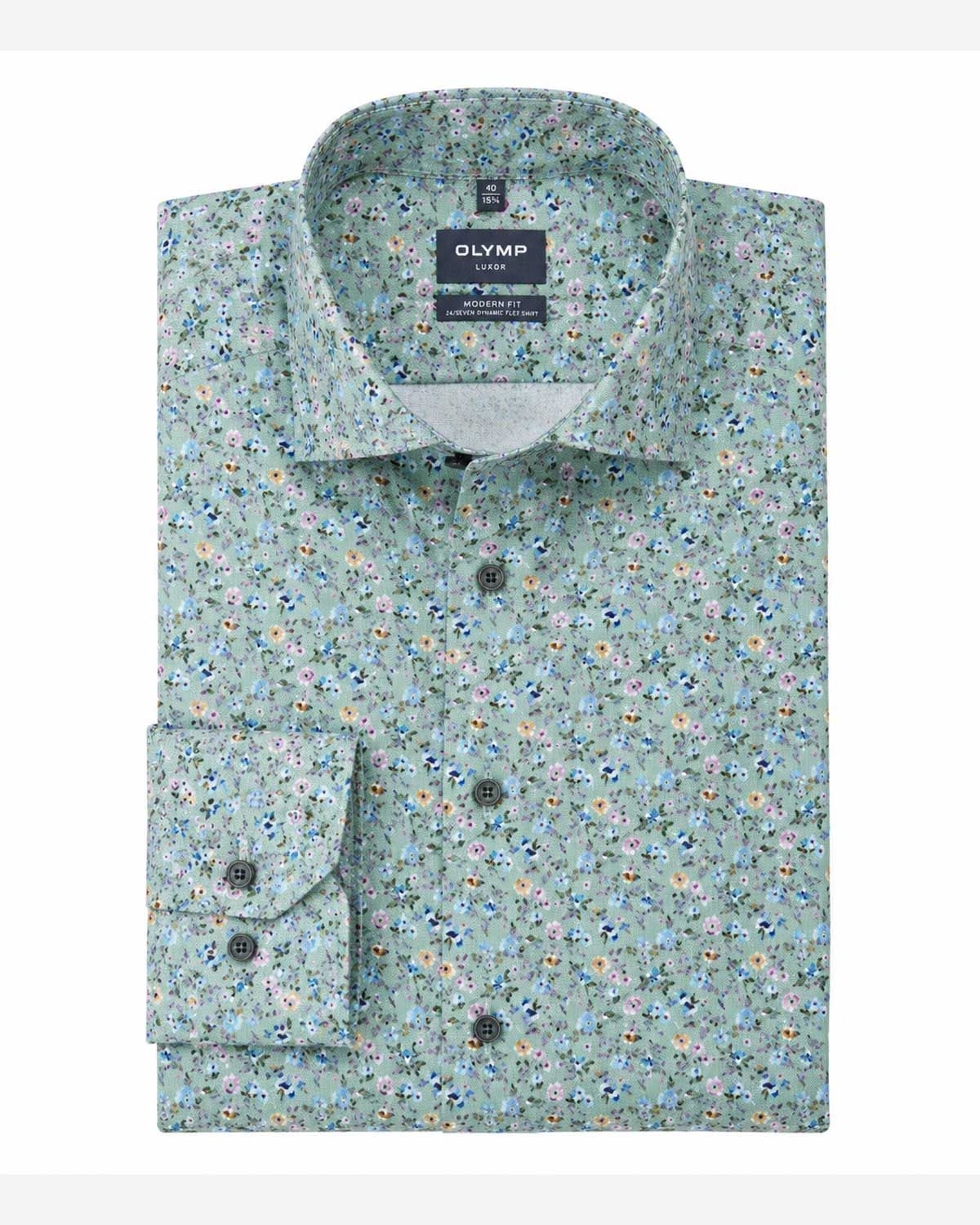 OLYMP Luxor Modern Fit overhemd met bloemenprint Van den Broek Herenmode Haarlem